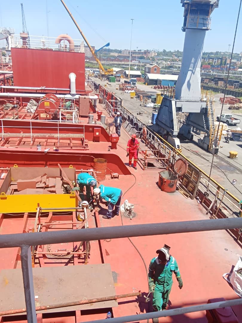 Vessel repair work on deck